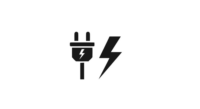 Electric plug with lightning bolt symbol.