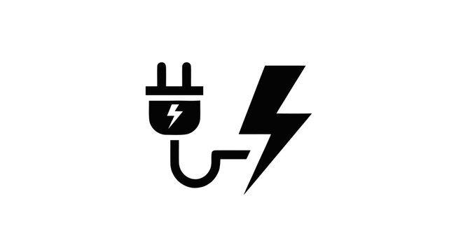 Electric plug with lightning bolt symbol.