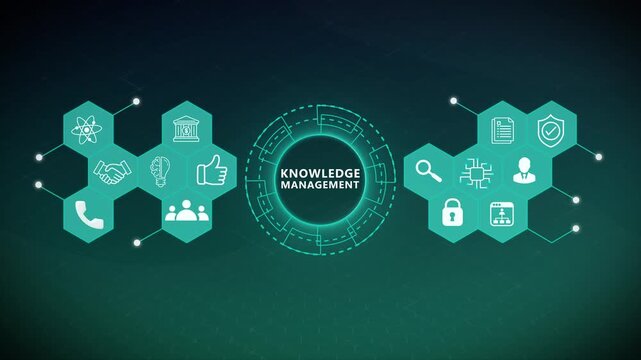 Knowledge Management Analytics Interface with Smart Information Workflow and Connected Enterprise System 4k animation video