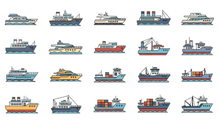 Various cargo ships and boats are sailing in the ocean with containers. © Stock Image Paradise