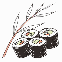 sushi with chopsticks © Sadia