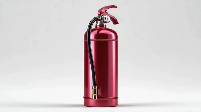 Red fire extinguisher displayed from four angles to show its design and features for safety information. Helpful for learning fire safety rules.