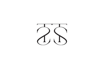Obraz premium Elegant TS Monogram Logo, Symmetrical Serif Letters with Flowing Curves for Modern Premium Brand Identity