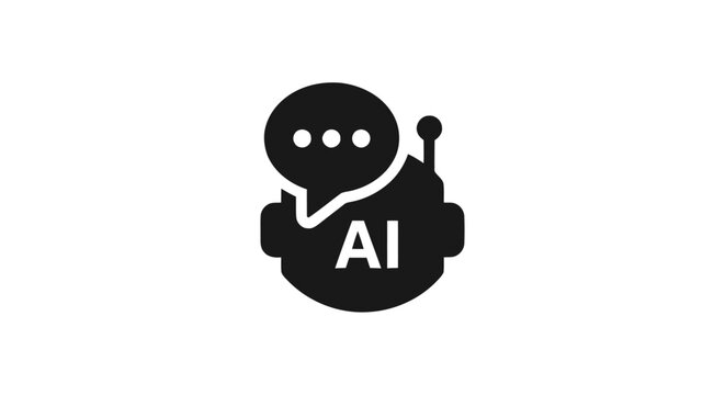 Robot with speech bubble AI.