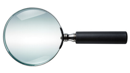 Classic magnifying glass with black handle, isolated on transparent background © Sofix