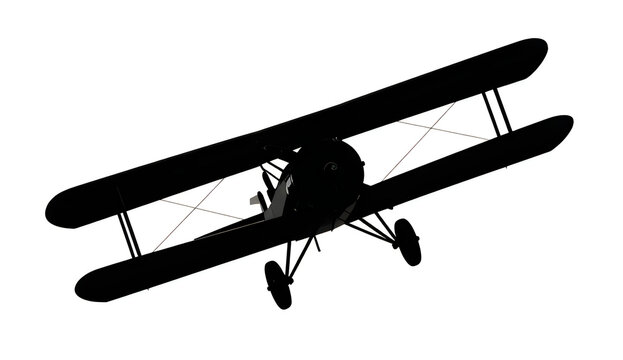 Silhouette of a vintage biplane