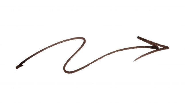 Hand drawn brown arrow shape with a wavy line against a clean backdrop for direction and progress concepts Isolated on transparent background