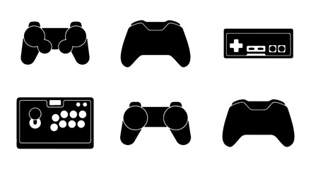 Video Game Controllers, Retro and Modern Gaming Joysticks, Vector Icons Set © Mobarak