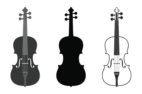 Three Violins in Different Styles and Tones on White Background musical instrument string instrument