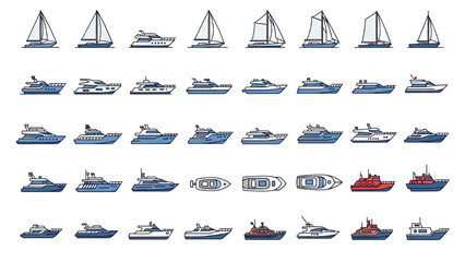 Various boats and ships sail across the calm ocean waters. © Stock Image Paradise