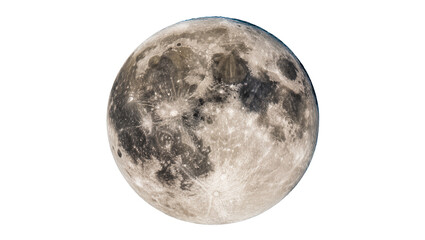 Detailed full moon with craters and maria, isolated on transparent background © Sofix