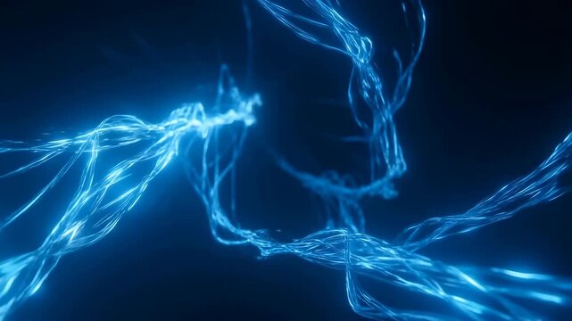 Fiber synthetic neural with glowing blue connections and hyper-realistic macro shot details featuring artificial intelligence, machine learning, deep