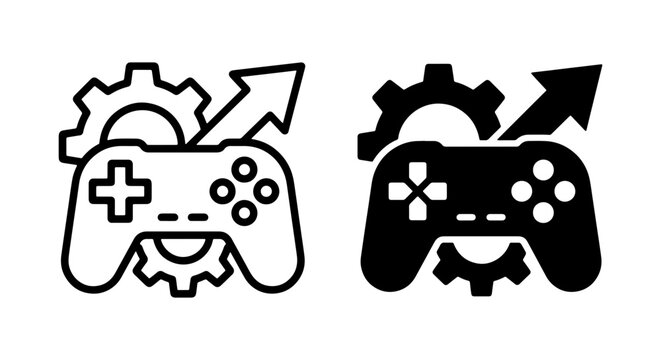 Gaming Controller Icons, Game Development Gear Icons, Technology Setup Icons, Vector Art for Digital Entertainment