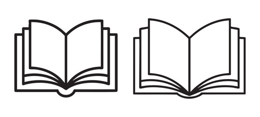 Two detailed outlined open book icons representing learning, knowledge, and education. © Mohammad