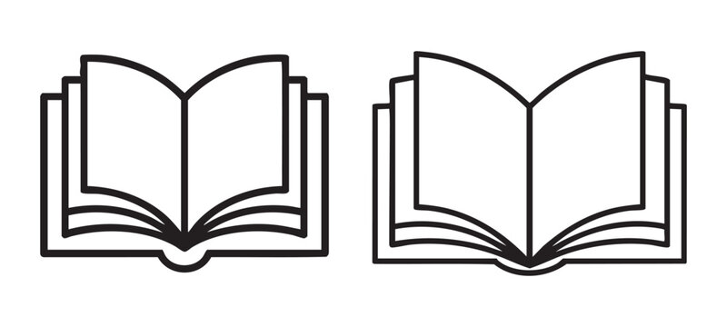 Two detailed outlined open book icons representing learning, knowledge, and education.