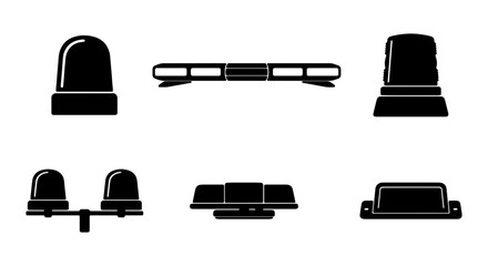Emergency Vehicle Light Bar Icons, Siren Lights, Police Car Beacons, Vector Set © Arman