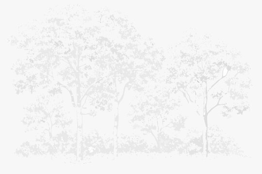 pointillist forest scene detailed gray and white illustration
