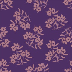 Vintage seamless floral pattern. Liberty style background of small mauve and lilac flowers. Small flowers scattered over a white background. Stock vector for printing on surfaces. Realistic flowers.  © YULIA