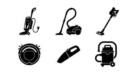 Vacuum Cleaner Icons Set, Household Cleaning Appliance Vector Graphics, Home Maintenance Tools © Mizanur