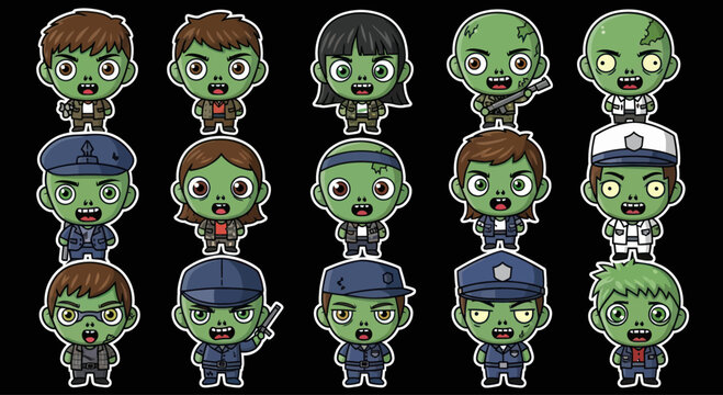 Cute Cartoon Zombie Characters Collection
