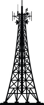 Tall communication radio tower with antennas