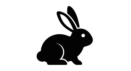 Obraz premium Simple Black Silhouette of a Rabbit Icon on White Background