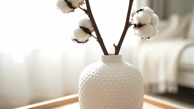 Relaxing by the fireplace with a warm knit blanket. Woman's hand on soft wool texture. Cozy home interior