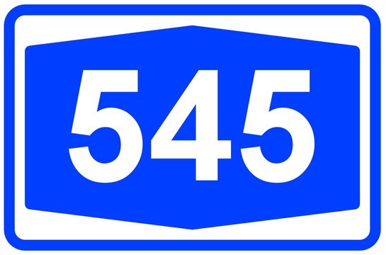 Illustration eines Autobahnschildes der Autobahn 545 in Deutschland	