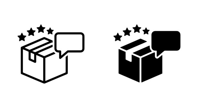 Customer Feedback Icons, Product Review Stars & Speech Bubbles, E-commerce Rating Symbols, Vector Set