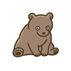 シンプルな座っている子熊のイラスト © pochico