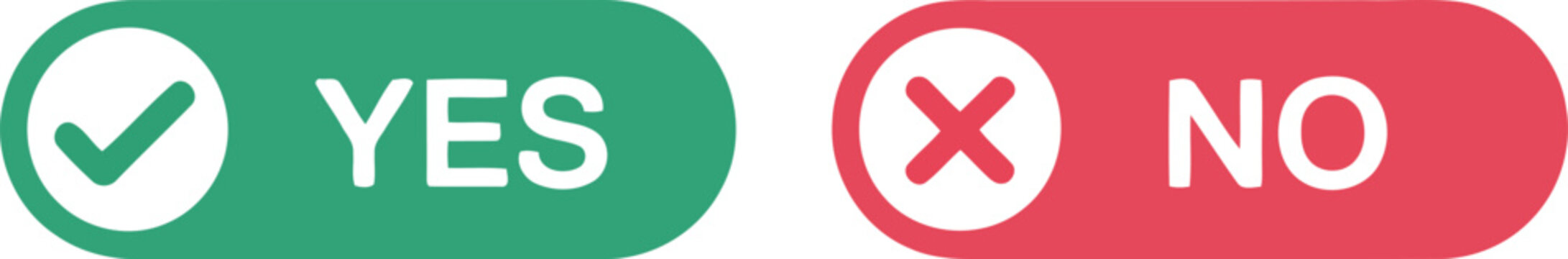 Green yes and red no buttons with check vector illustration.