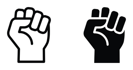 Obraz premium Fist Icon Set: Black and White Symbols of Power, Protest, Solidarity, and Strength. Vector Graphics for Social Movements.