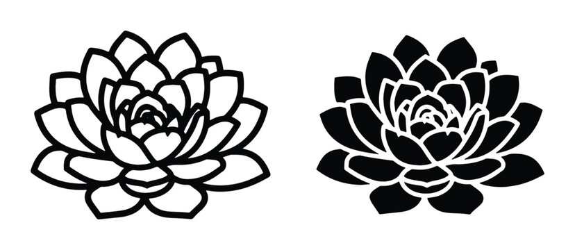 Succulent Plant Icons, Black and White Vector Graphics, Botanical Line Art, Decorative Floral Elements
