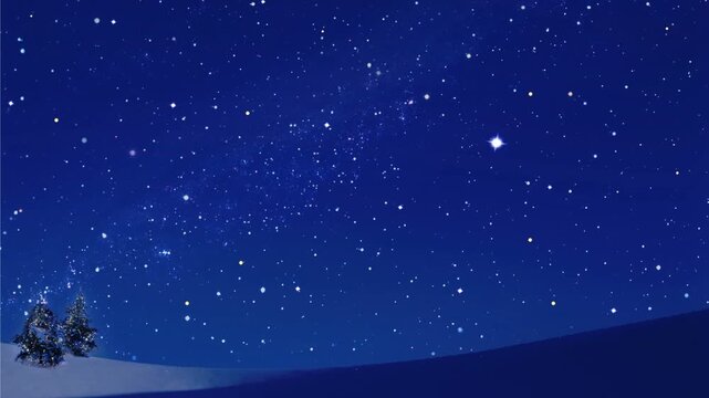 雪原と星空と流れ星