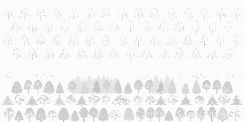 Variety of tree silhouettes on a white background © Biplab