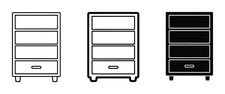 Chest of Drawers Icons, Furniture Vector Graphics, Storage Cabinet Symbols, Modern Home Decor Elements