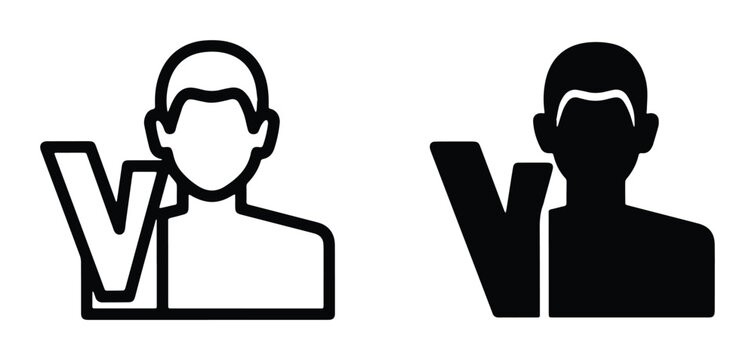 User Verification Icons, Person Approval Symbols, Identity Check Graphics, Digital Identity Confirmation