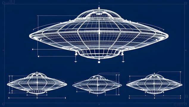 UAP Blueprint Saucer Aerial Phenomenon Concept Illustration