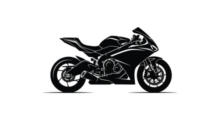 Fototapeta premium Motorcycle side view detailed black silhouette on a white background silhouette