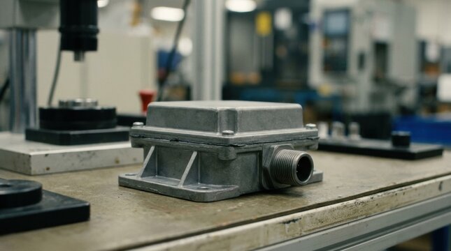 Industrial MEMS sensor packaging in medium shot highlighting robust assembly processes ensuring environmental resistance and reliability in harsh conditions.