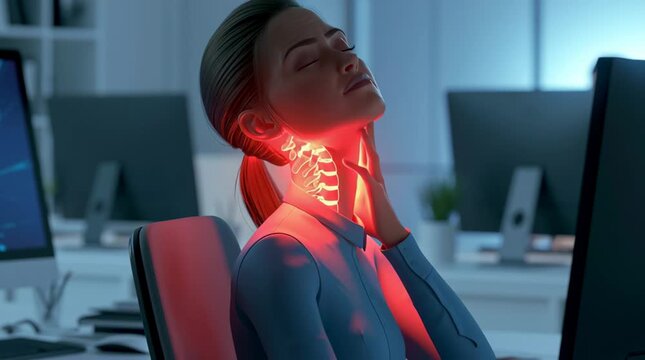 Painful Neck and Cervical Spine 3D Medical Animation at Work