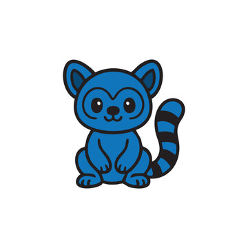 lemur vector illustration with cute type long tail