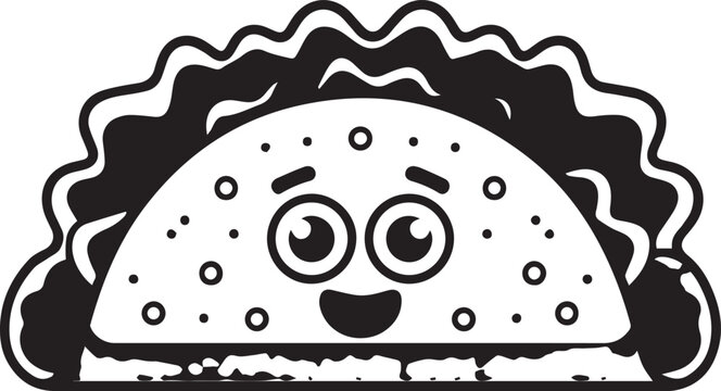 Cartoon slice of bread with surprised face expression in line art style illustration
