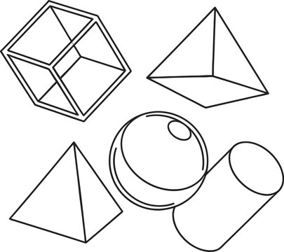 Collection of 3D geometric primitive shapes including cube pyramid sphere and cylinder for mathematics education with geometry mathematics education cylinder learning