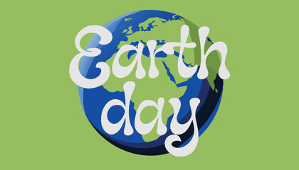 Naklejka premium Earth day typography design featuring a blue globe illustration icon