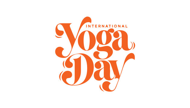 Orange international yoga day text design for annual awareness celebration