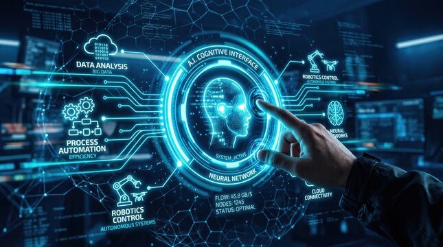 Businessman hand touching transparent holographic screen showing decision tree diagram and data graph for machine learning ai strategy planning and global business risk analysis concept