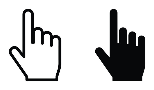 Cursor Hand Icons: Pointing Finger Selection, Click Action, Digital Interface Navigation, Web Design Elements