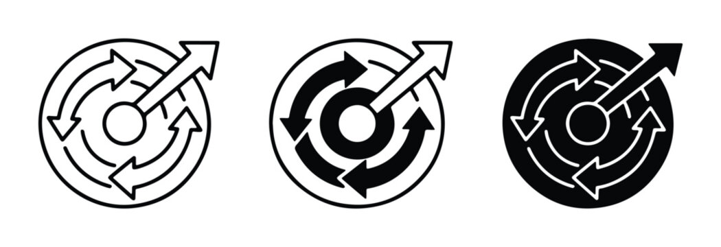 Circular arrows icon, cycle process, refresh symbol, repeat loop, forward arrow, business concept, vector graphic
