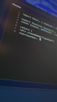 Writing React Code on Screen Close Up